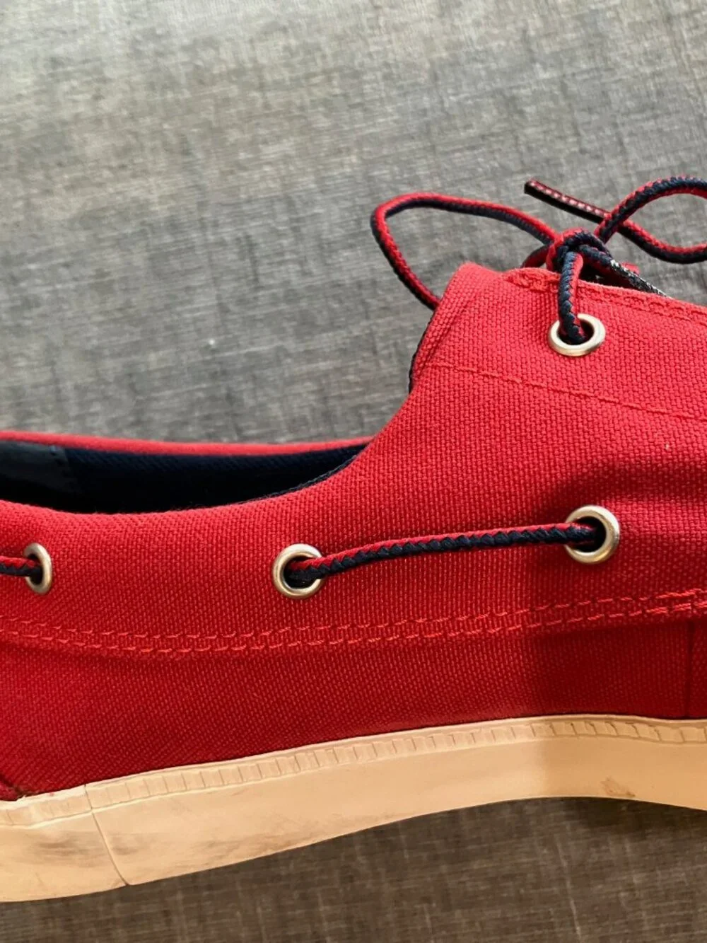 Timberland Mens 10.5 Red Canvas Boat Shoes Deck Loafers 1973 Preppy Nautical